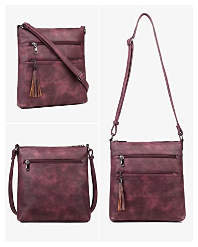 Image of MASINTOR Crossbody Purses for Women, Multi Pocket Casual Crossbody Bag, Adjustable Strap Shoulder Bag with Tassel