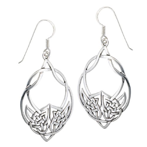 .925 Sterling Silver Unique Large Celtic Knot French Wire Earrings