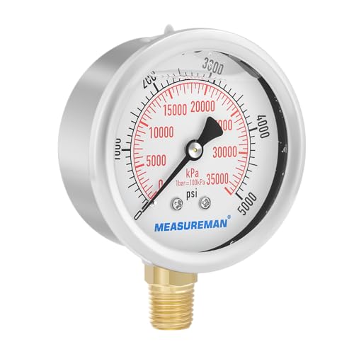 Measureman MA030 2-1/2Inch Dial Size, Liquid Filled Hydraulic Pressure Gauge thumb #5