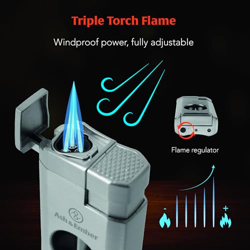 Encendedor triple llama con cortador y recargable de Ash & Ember miniatura 5