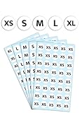 2cm Talla de Ropa Circulo Pegatinas Adhesivos, 5 Tallas (XS, S, M, L, XL) - Paquete de 2000 Pegatinas