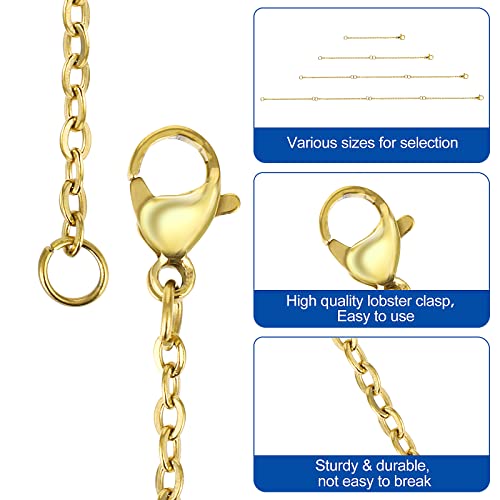 TIESOME Halskette kettenverlängerung, 4 Stück ketten verlänger Edelstahl Verlängerung Armband Extender Kette Extender für Halsketten Länge: 2\ 4\ 6\ 8\ (stahl farbe) (Gold)