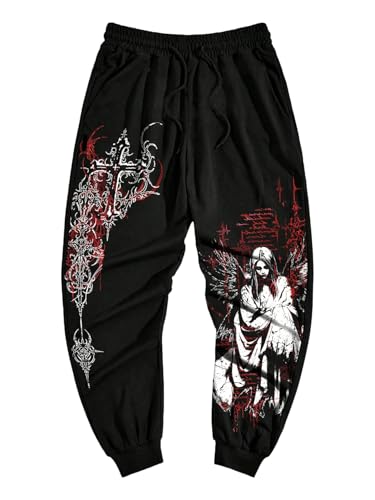 Amazon.com: SHENHE Men's Graphic Cross Print Flare Sweatpants