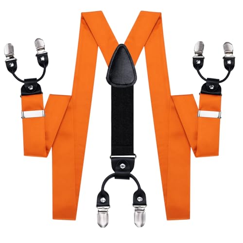 Image of Hi-Tie Men Suspender Bowtie Set Suspenders Pre-tied Bow Tie Pocket Square Cufflinks Adjustable Y Shape 6 Clips Braces Tuxedo