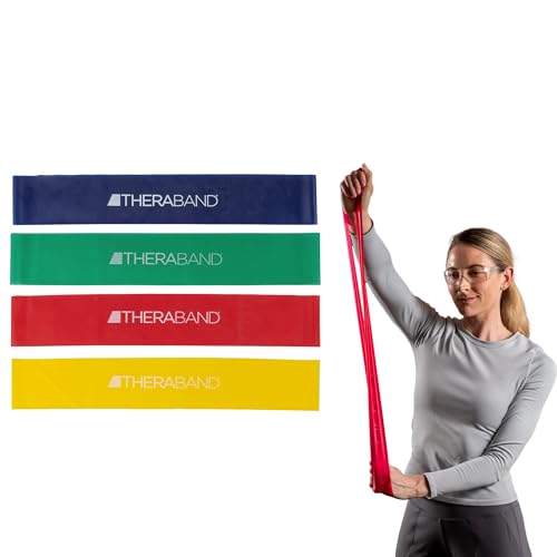 THERABAND Resistance Band Loop Set, Resistance Bands for Kids, Band Loop Kit for Workouts, Beginner to Advanced Levels for Exercise, Rehab, Physical Therapy, & Stretching
