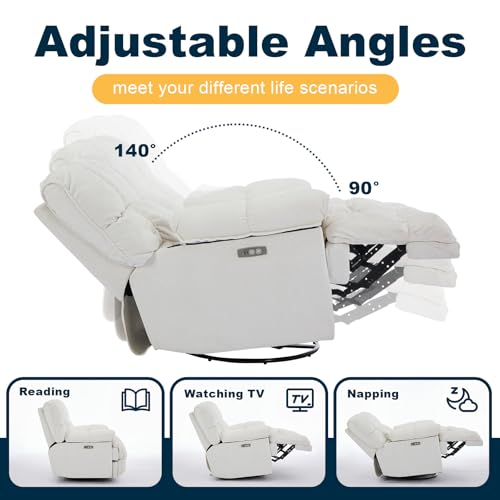 Sillón reclinable moderno grande blanco miniatura 6