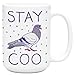 LookHUMAN Stay Coo Pigeon White 15 Ounce Ceramic Coffee Mug