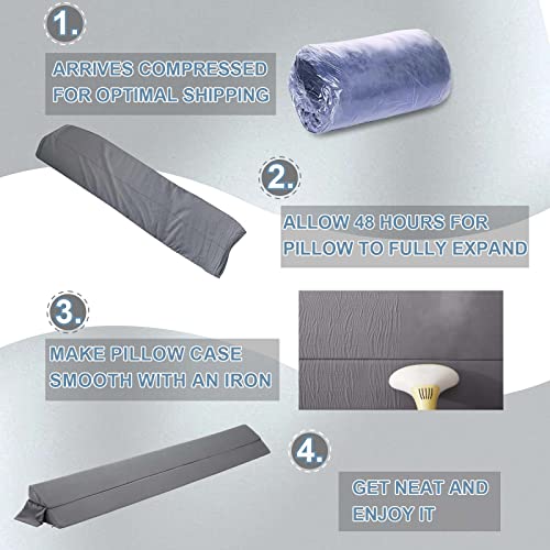 Limthe King Bed Wedge Pillow,Bed Gap Filler,Headboard Pillow,Mattress Gap Filler(0-7"),Foam Wedge Pillow Fill Gap Between Headboard/Wall And Mattress Grey 76"X10"X6" #TOP6
