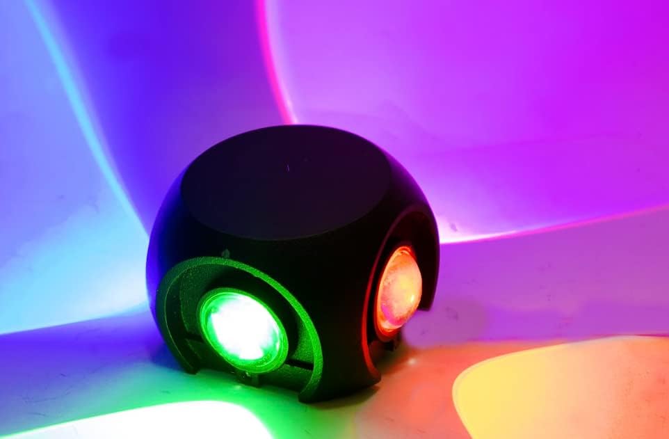 LIGHTAVERSE Wall Lights Outdoor Lighting -Exterior/Outddor Wall Light Up Down Left Right Light(4x3W - Diamond) IP-65 Waterproof (4 WAY BALL RGB)(Glass) ,Corded Electric