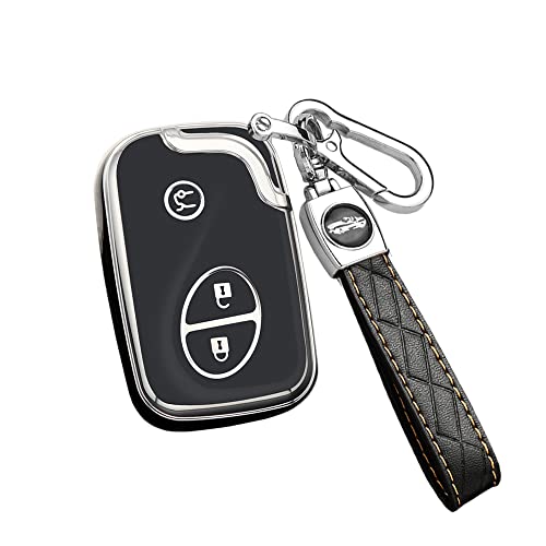 ontto Car key fob cover Fit for Lexus CT200H GX400 GX460 IS250 IS300C RX270 Smart keyless entry Key case keyring Key Holder shell bag keychain decorative Accessories 3 buttons Black