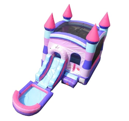 Crossover Inflatable Bounce House with Slide and Pool for Kids, Wet Dry Bouncy Jump Castle, Outdoor Backyard Jumping Bouncer, Built-in Water Misting System, with Blower, 26.5 x 12 x 14.5 Ft, Pink - Image 5