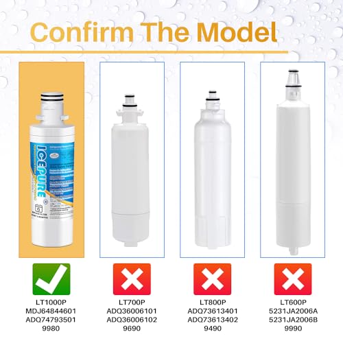 Image of ICEPURE ADQ747935 Refrigerator Water Filter Replacement for LG LT1000P, MDJ64844601, Kenmore Elite 9980, ADQ74793501 LT1000PC ADQ74793502, LMXS28626S, LFXS26973S, 4PACK