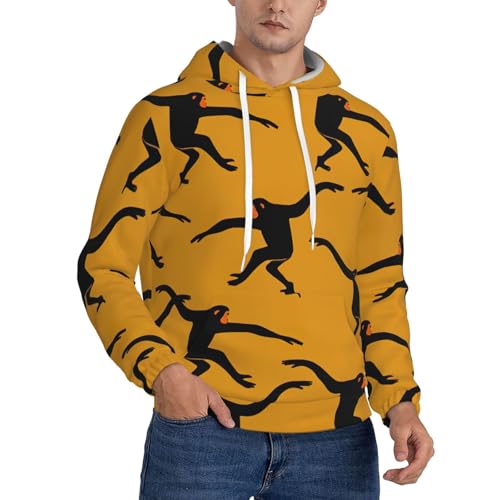 Sweat à capuche homme singe Gibbon noir confortable au quotidien