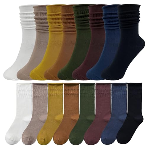 Image of MAGIARTE Women's Cotton Slouch Socks Knee High Boot Length Soft Scrunch Chunky Stacked Socks 3 /5 /8 PACK