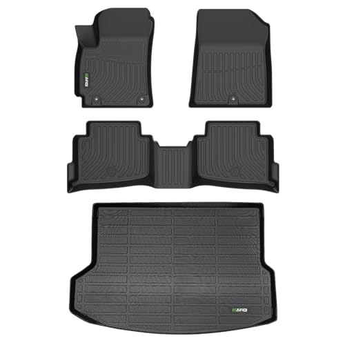 Image of HAFIDI Floor Mats & Cargo Liner Set Fit for 2020 2021 2022 2023 Kia Seltos (with Subwoofer) Car Mats for Seltos All Weather Floor Liners Protection TPE Anti-Slip Automotive Accessories - Black