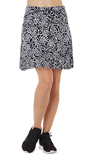 slimour Women Print Golf Skirt Travel Skirts with Pocket Swim Skirt High Waist with Shorts Black Rose M - Thumbnail 6