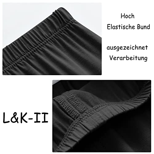 L&K-II 3er Pack Bambini Leggings Basic Uni Colour Ragazze Leggings Fitness Pantaloni Cotone 2708 Nero 134