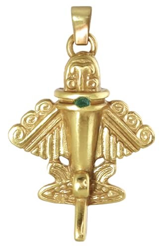 Image of Across The Puddle Colombian Emerald & Multi-Material Options | Quimbaya Flyer Pendant Necklace | Ancient Alien Golden Jets Collection