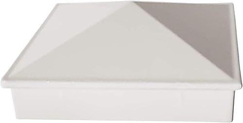 Miniatura 2 de Tapa de poste piramidal de 3 x 3 pulgadas, aluminio fundido, diseñada para postes de metal, instalación de ajuste a presión, color blanco brillante