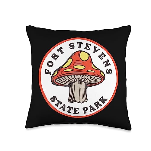 Fort Stevens State Park Oregon OR Mushroom Vacation Throw Pillow