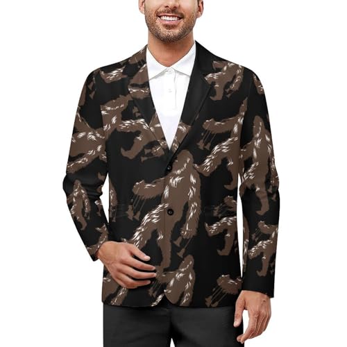 Bigfoot Carrying Wind Chimes Sasquatch Mens Casual Blazer Button Suit Jacket Lightweight Sport Coat for Work Business