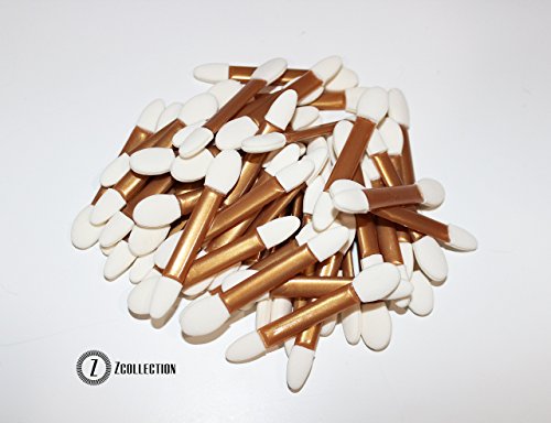 ZCollection 50PCS Gold Petite Dual Tip Eye Shadow Applicators Disposable Sponge Tip Applicators