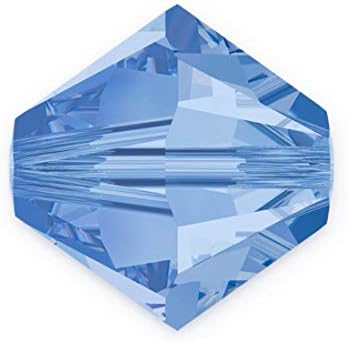 50pcs Adabele Austrian 6mm Faceted Bicone Crystal Beads Light Sapphire Blue Compatible with Swarovski Crystals Preciosa 5301/5328 SSB614