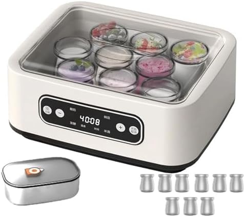 Probiotic Yogurt Maker Machine with LED Display - 1.6L Incubator for Homemade Greek Yogurt, Natto, Rice Wine & Fermented Foods (with 9 Glass)