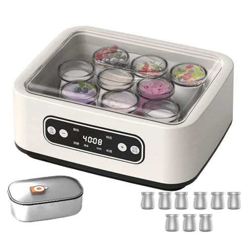 Probiotic Yogurt Maker Machine with LED Display - 1.6L Incubator for Homemade Greek Yogurt, Natto, Rice Wine & Fermented Foods (with 9 Glass)