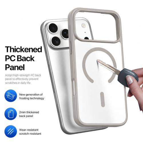 Image of DIZORO Compatible iPhone 17 Pro Max Case,(Compatible with MagSafe) Non Yellow Military-Grade Drop Protection & Hard PC Back Cover Slim Transparent Anti-Scratch Shockproof Phone Case - Dark Grey