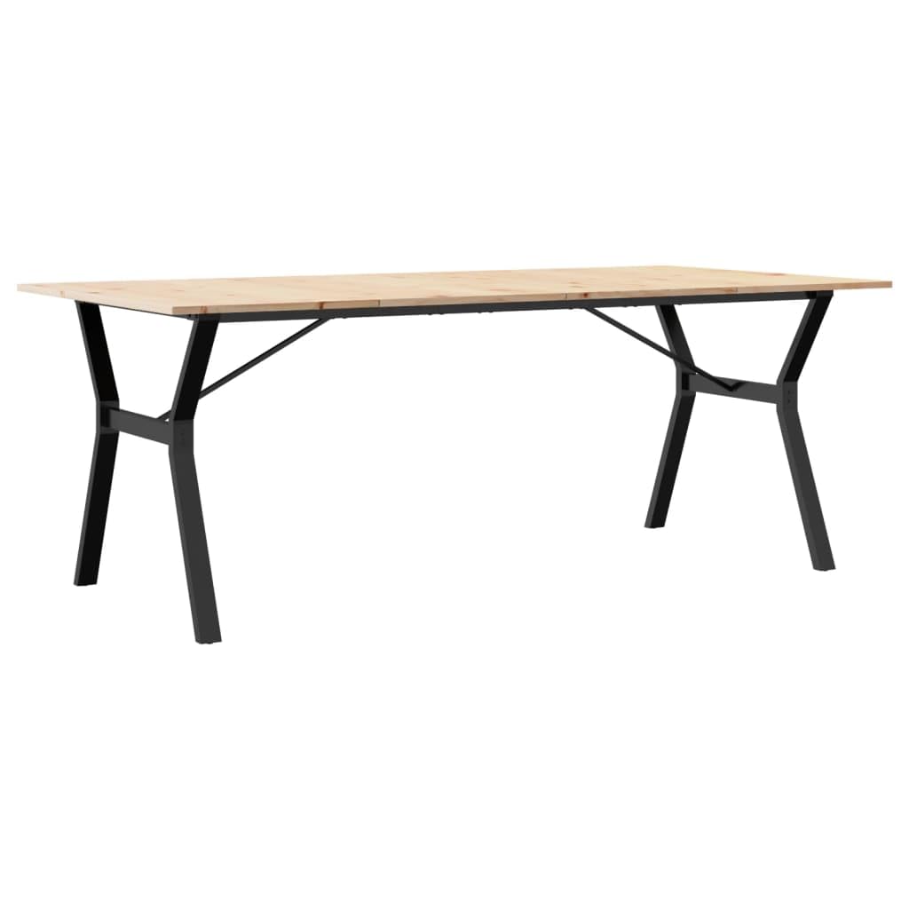 Table à manger bois de pin massif et acier grande table de salon industrielle rectangulaire 200cm