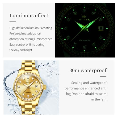 Image of OLEVS Watch for Men Analog Quartz Stainless Steel Moon Phase Calendar Chronograph Diamond Watches Waterproof Wrist Watch Luminous