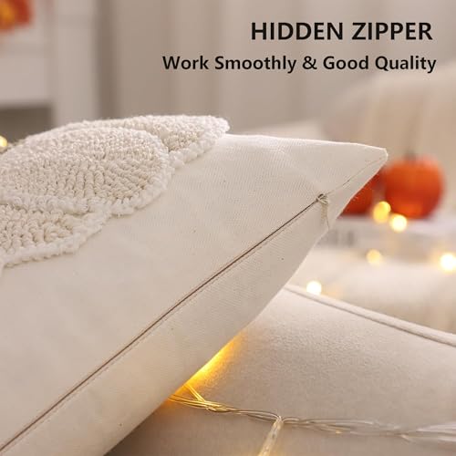 Tosleo Halloween Throw Pillow Covers 12x20 inch Set of 2 Halloween Beige Pumpkin Embroidered Pillow Cases Thanksgiving Home Party Pumpkin Fall Decor Pillowcases Lumbar Cushion Covers