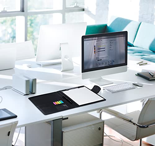 NOTEZMATE A5 Klemmbrett Schreibmappe Mit Magnetschluss, Portfolio Padfoliomit Papier und Stift, Ordner Klemmbrettmappe DIN-A5 aus PU-Leder, Dokumentenmappe Schwarz für Reisen, Büro & Meetings