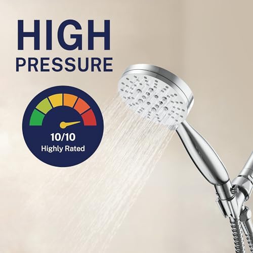 HammerHead Showers® Solid Metal 3-Spray Handheld Shower Head with Extra Long Hose and Shutoff Valve – Chrome - Perfect Dog Shower Head Attachment with 3 High Pressure Sprays - 2.5 GPM by HammerHead Showers - Used condition - US$89.59