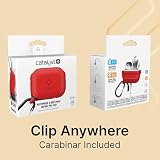 Catalyst® Wodoodporna obudowa do AirPods Pro (1. i 2. generacji), silikon ochronny, ładowanie bezprzewodowe, karabińczyk, odporne na wstrząsy, silikonowe uszczelnienie - akcesoria Apple – czerwone