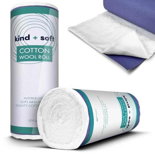 RE-GEN Kind + Soft 500g x 2 (1kg) Cotton Wool Roll Approx 5.6m Per/Roll | Paper Backed/Interleaved | No More bunching Tearing clotting - First Aid Health & Beauty Personal Care Cosmetics