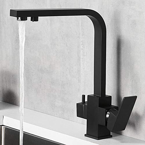 Purificateur d'eau en laiton chaud et froid noir pour évier de cuisine chic - 5