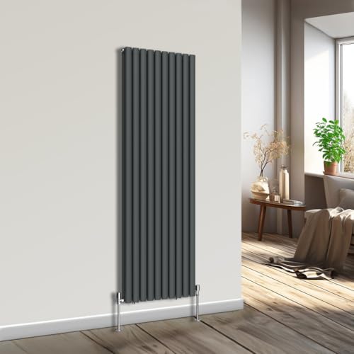 NRG Vertical Oval Column Radiator Bathroom Central Heating Anthracite 1800x590mm Double Panel Radiators