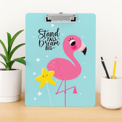 Image of Clipboard Drawing, Writing, Exam Board with Clip (Size - 24x36 cm) Sturdy, Lightweight for Office, School, College - Flamingo