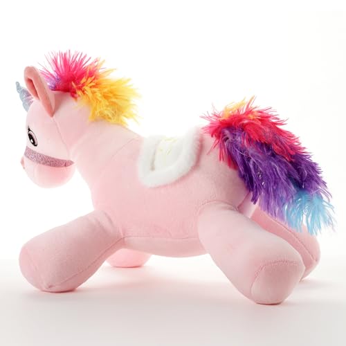 Image of Pink Unicorn Plush Soft Toy 40 CM for Kids, Ultra Soft Stuffed Unicorn Teddy with Rainbow Mane & Wings, Cute Hugging Plush Doll for Babies, Toddlers, Girls & Boys, Birthday Gift