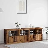 Fangmaliuyun Altholz Sideboard 202 x 37 x 67 cm, Holzwerkstoff mit LED, Modernes Design, Robust & Langlebig, Küchenbuffet, Aufbewahrungsschrank Küche, Wohnzimmerschrank, Flurmöbel, Esszimmer