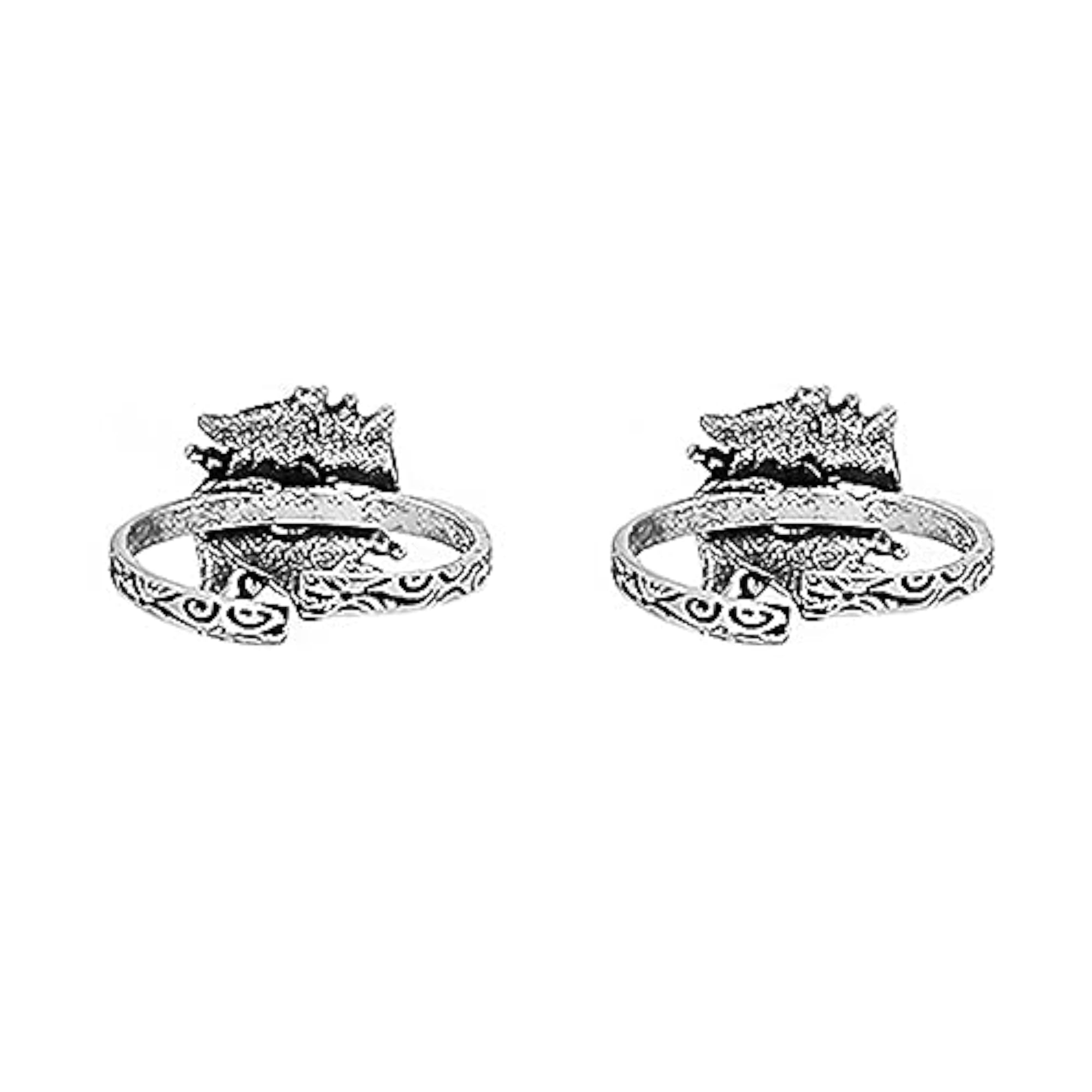 Henna Set of 3 Silver Toe Rings for Women