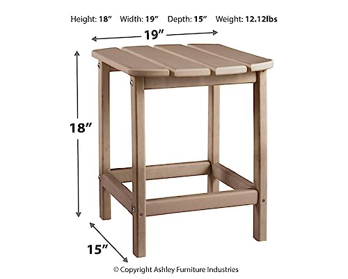 Signature Design By Ashley Sundown Treasure Outdoor Patio Hdpe Weather Resistant End Table, Brown #TOP2