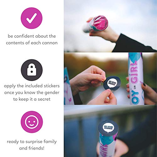 (2 Pink) Baby Gender Reveal Confetti Cannon With Holi Powder | Tur Party Supplies | 100% Biodegradable | 12 Inch | Confetti Poppers Sticks For Baby Boy Or Girl Gender Reveal Decorations & Game Ideas #TOP3