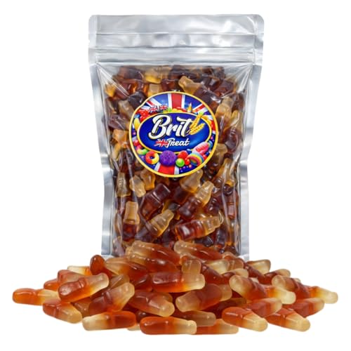 BRIT TREAT 1kg Cola Bottles Pick n Mix Sweets - Fruit Gummy Sharing Pouch for All Occasions - Large Retro Bulk Bag of Happy Cola bottles - Juicy Gummy Candy for Movie Nights Gifts & Party Bags