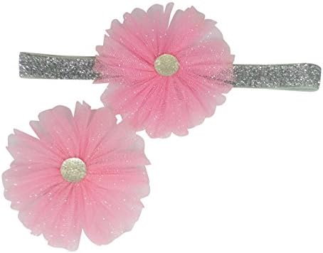 PLH Bows 2-pack Headband and Clip, Fun, Sparkle Flower with Sparkle Center (Fuchsia)