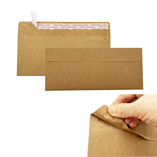 Burasari 80Qty#10 Brown Kraft Business Envelopes 4.125X9.5In- Windowless Design 120Gsm Paper Envelopes #TOP2