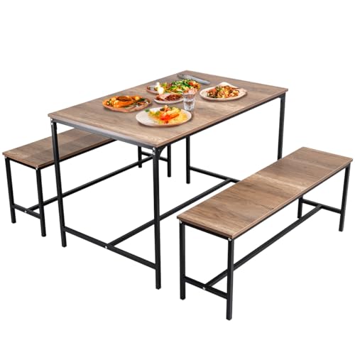 Lista de Antecomedor Walmart los más solicitados. 47 SELECTSHOP Juego De Mesa Y Sillas de Comedor Mesa De Cocina De Madera MDF Rústica con 2 Bancas 4 Asientos Ideal para Casa Cocina Vintage (Gris)