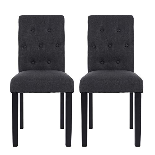 Nobpeint Fabric Dining Chairs With Solid Wood Legs Set Of 2, Charcoal #TOP17